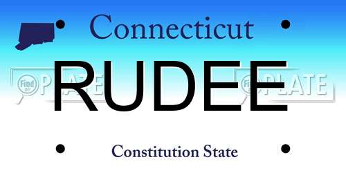 RUDEE Connecticut License Plate