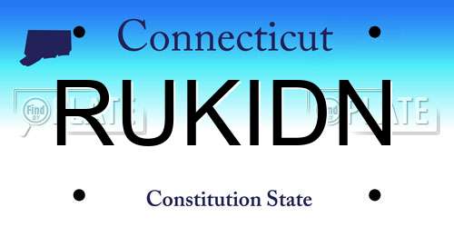 RUKIDN Connecticut License Plate
