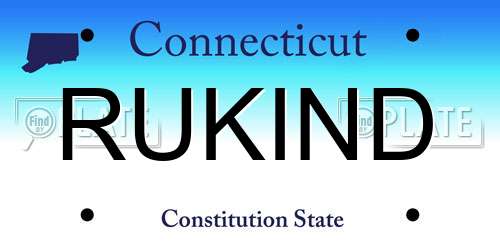 RUKIND Connecticut License Plate