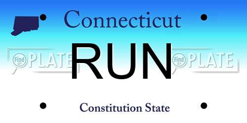 RUN Connecticut License Plate
