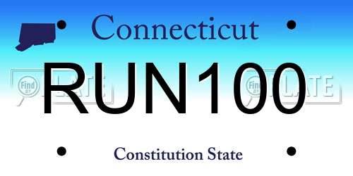 RUN100 Connecticut License Plate