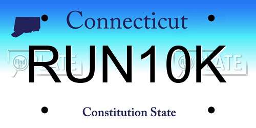 RUN10K Connecticut License Plate