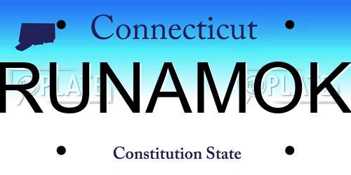 RUNAMOK Connecticut License Plate