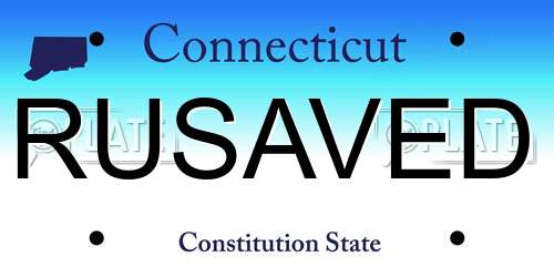 RUSAVED Connecticut License Plate