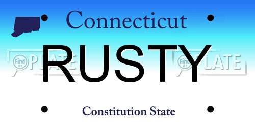 RUSTY Connecticut License Plate