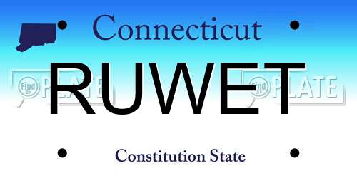 RUWET Connecticut License Plate