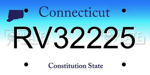 RV32225 Connecticut License Plate