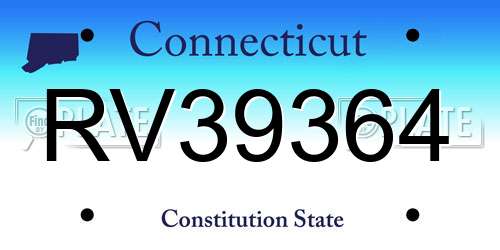 RV39364 Connecticut License Plate