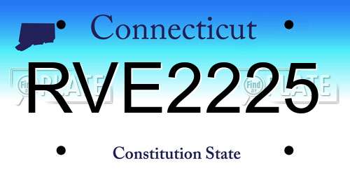 RVE2225 Connecticut License Plate