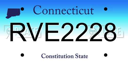 RVE2228 Connecticut License Plate