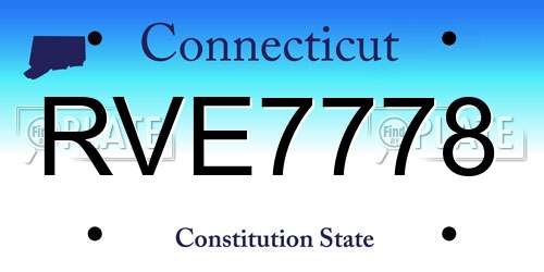 RVE7778 Connecticut License Plate