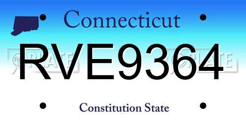 RVE9364 Connecticut License Plate