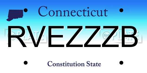 RVEZZZB Connecticut License Plate
