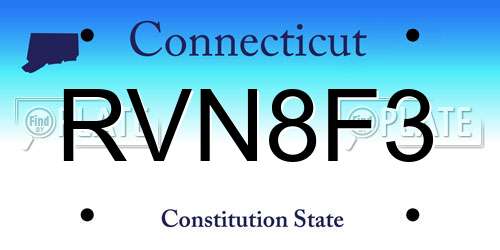 RVN8F3 Connecticut License Plate