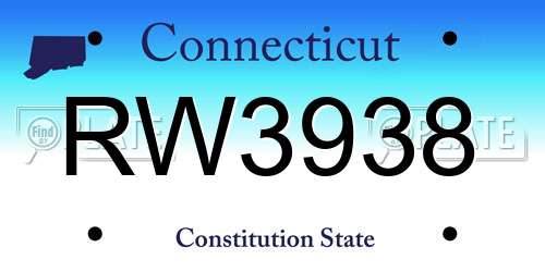 RW3938 Connecticut License Plate