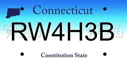 RW4H3B Connecticut License Plate