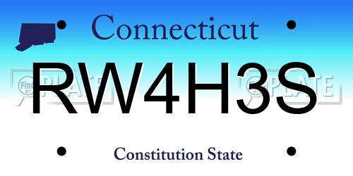 RW4H3S Connecticut License Plate