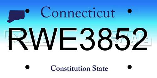 RWE3852 Connecticut License Plate