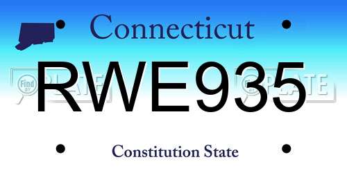 RWE935 Connecticut License Plate