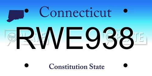 RWE938 Connecticut License Plate