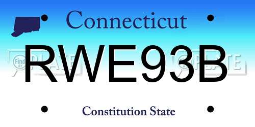 RWE93B Connecticut License Plate