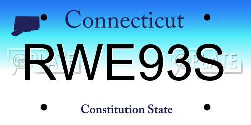 RWE93S Connecticut License Plate