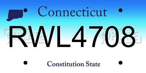 RWL4708 Connecticut License Plate