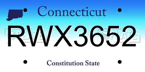 RWX3652 Connecticut License Plate