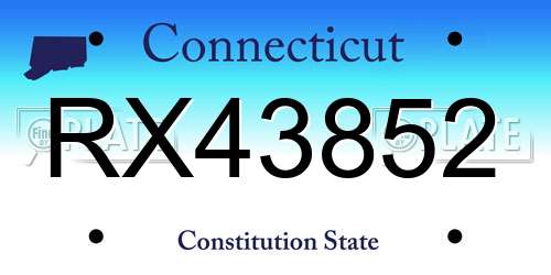 RX43852 Connecticut License Plate