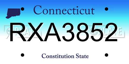 RXA3852 Connecticut License Plate