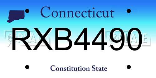 RXB4490 Connecticut License Plate