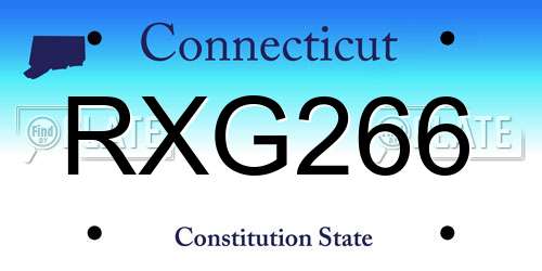 RXG266 Connecticut License Plate