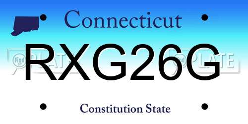 RXG26G Connecticut License Plate