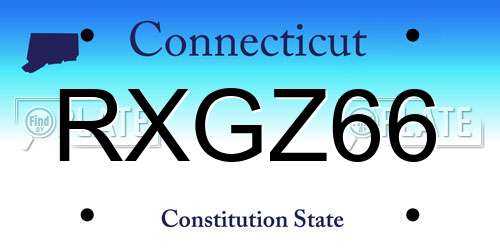 RXGZ66 Connecticut License Plate