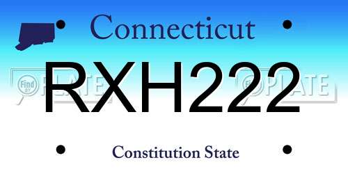 RXH222 Connecticut License Plate
