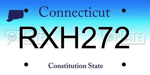 RXH272 Connecticut License Plate
