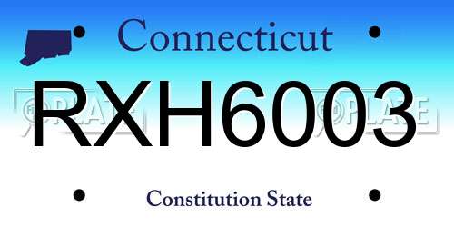 RXH6003 Connecticut License Plate