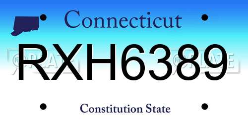 RXH6389 Connecticut License Plate