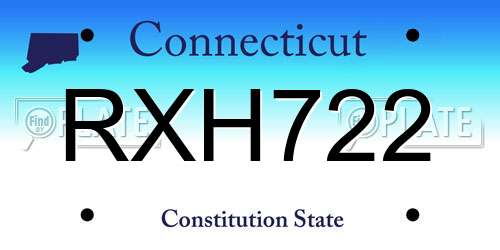 RXH722 Connecticut License Plate