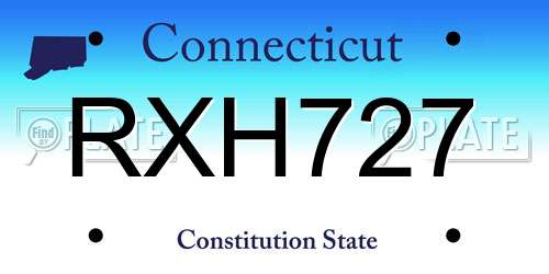 RXH727 Connecticut License Plate