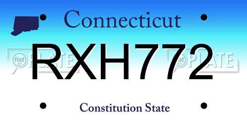 RXH772 Connecticut License Plate