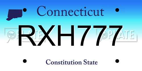 RXH777 Connecticut License Plate