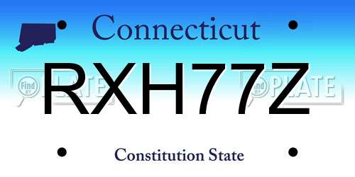RXH77Z Connecticut License Plate