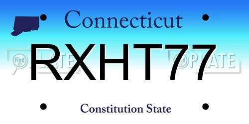 RXHT77 Connecticut License Plate