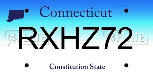 RXHZ72 Connecticut License Plate