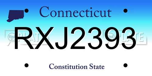 RXJ2393 Connecticut License Plate