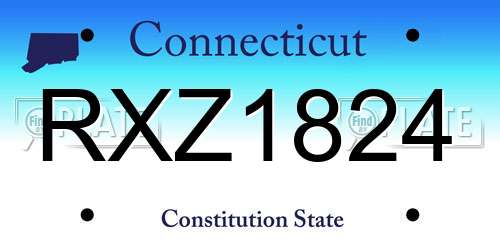 RXZ1824 Connecticut License Plate