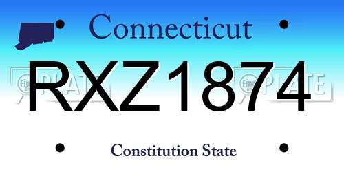 RXZ1874 Connecticut License Plate