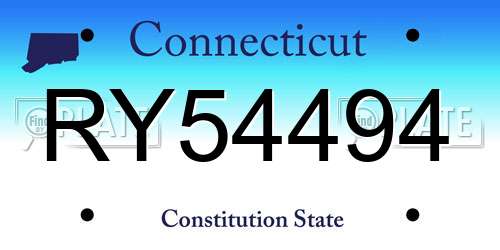 RY54494 Connecticut License Plate