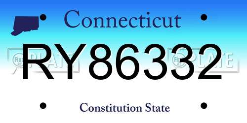 RY86332 Connecticut License Plate